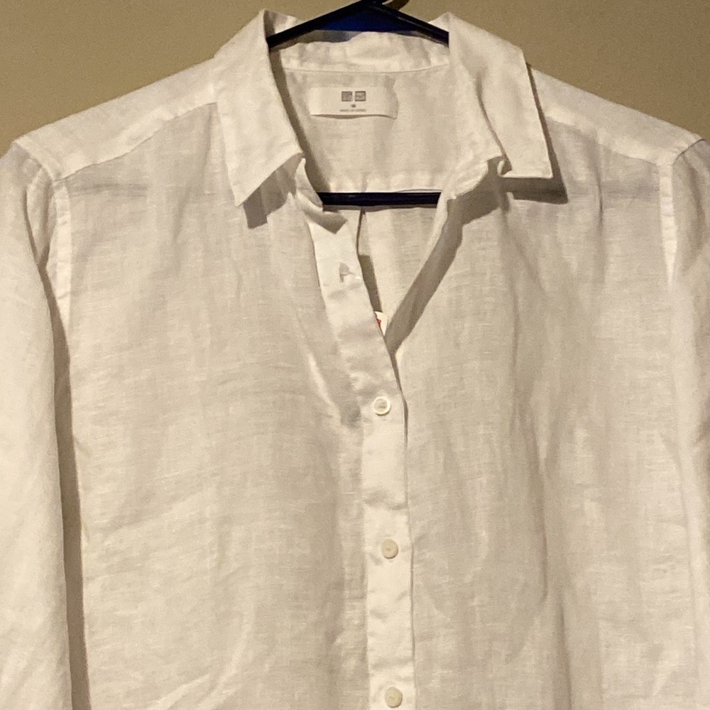 Uniqlo Premium Linen Long Sleeve Shirt NWT - Picture 3 of 7